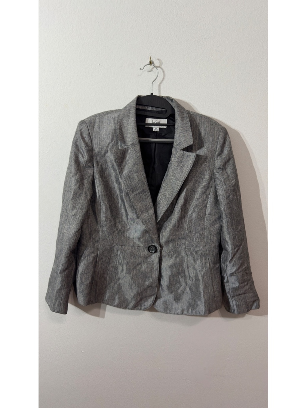 Le Suit Petite Notch-Collar Suit Jacket Women's Granite Heather Button